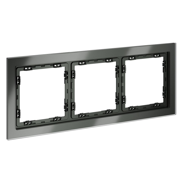 Рамка стеклянная Voltum S70 на 3 поста, (титан, стекло) VLS110306