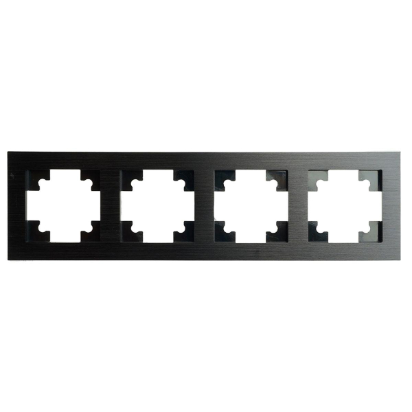 Рамка 4-местная, металл, STEKKER MFR00-7004-05, серия Катрин, черный 50024