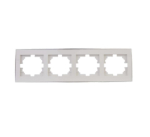 Рамка 4-ая горизонтальная Lezard Rain белая с бок. вст. хром 703-0225-149