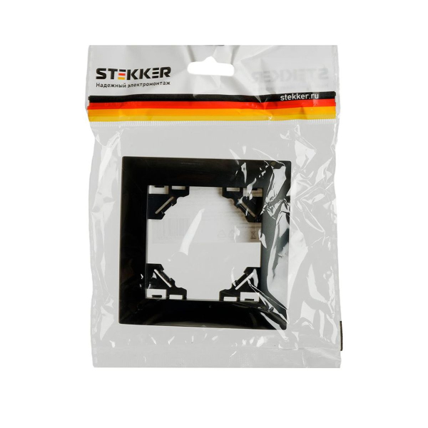 Рамка 1-постовая Stekker Эрна Элегант черный PFR00-9011-03 49661