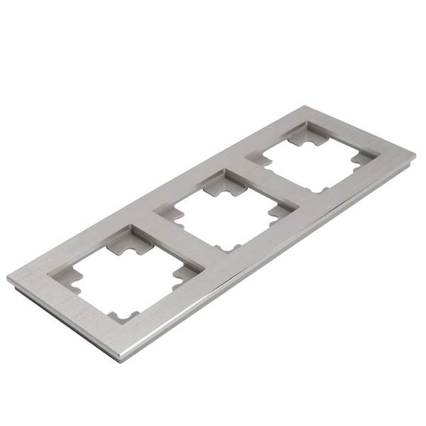 Рамка 3-местная, металл, STEKKER, MFR00-7003-03, серия Катрин, серебро 50019