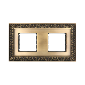 Рамка LK Studio 2-постовая декоративная металлическая в комплекте с суппортами (бронза), LK45 854220-1