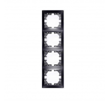 Рамка 4-ая вертикальная Lezard Mira черная 701-4200-154