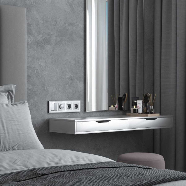 Рамка Werkel Baguette 4 поста белый/серебро W0042850