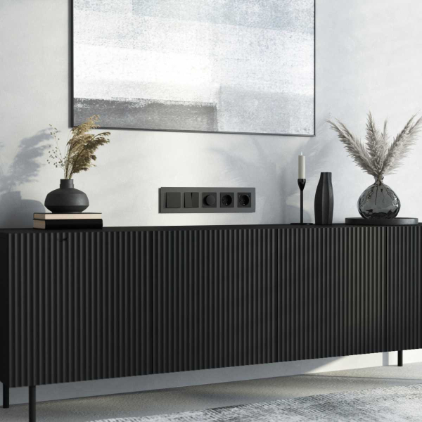 Рамка Werkel Senso на 5 постов черный стекло soft-touch W0053108 4690389214288