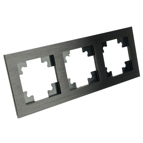 Рамка 3-местная, металл, STEKKER MFR00-7003-05, серия Катрин, черный 50020