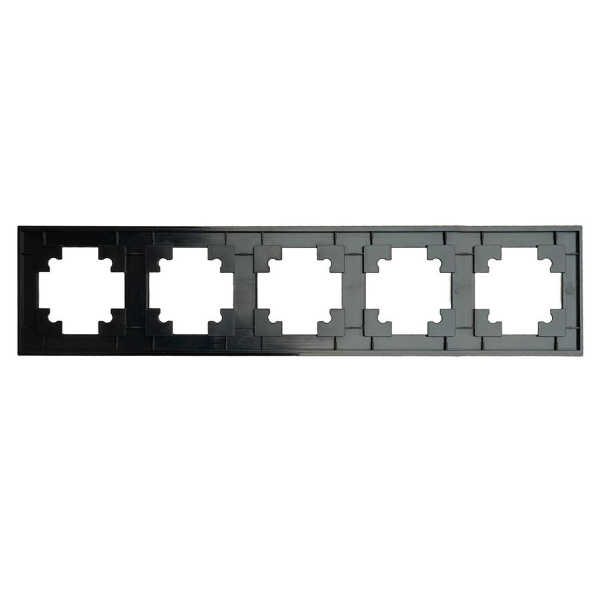 Рамка 5-местная, металл, STEKKER, MFR00-7005-05, серия Катрин, черный 50028