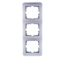 Рамка 3-ая вертикальная Lezard Karina Life белый жемчуг 708-3000-153