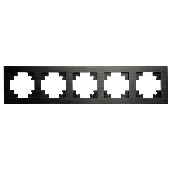 Рамка 5-местная, металл, STEKKER, MFR00-7005-05, серия Катрин, черный 50028