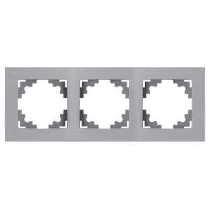 Рамка 3-местная, металл, STEKKER, MFR00-7003-03, серия Катрин, серебро 50019