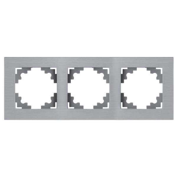 Рамка 3-местная, металл, STEKKER, MFR00-7003-03, серия Катрин, серебро 50019