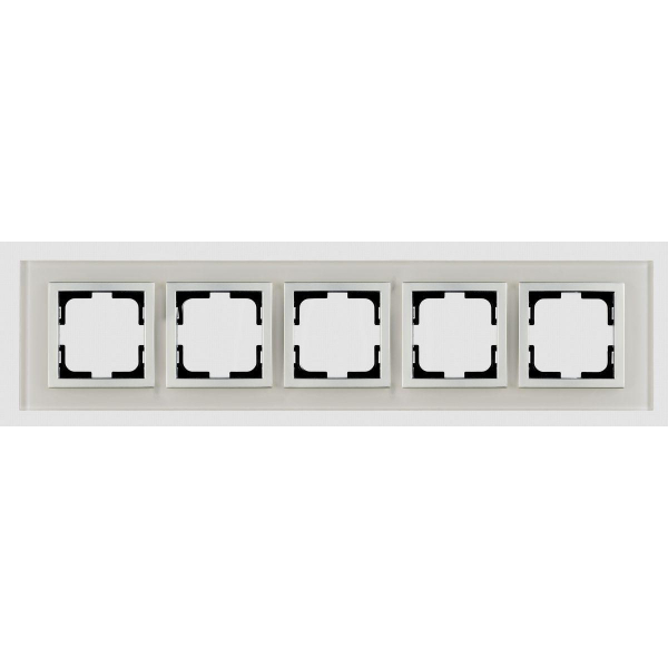 Рамка 5-постовая Mono Electric Style Glass белое стекло 107-710000-164 Рамка 5-постовая Mono Electric Style Glass белое стекло 107-710000-164