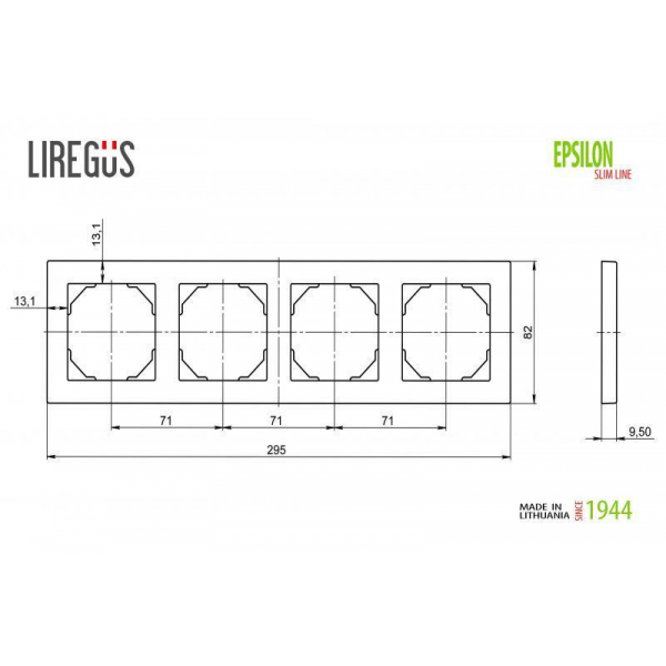 Рамка 4-постовая Liregus Epsilon антрацит 28-1204 Рамка 4-постовая Liregus Epsilon антрацит 28-1204