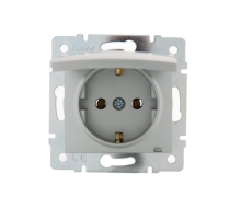 Розетка с зазем. с крышкой Lezard Karina серебро 707-4388-123B