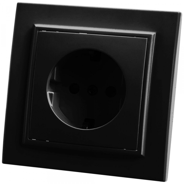 Розетка 2P+PE Stekker Эрна со шторками черный PST16-9010-03 39479 Розетка 2P+PE Stekker Эрна со шторками черный PST16-9010-03 39479