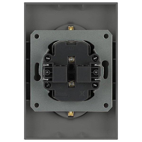 Розетка ЭРА Arktik 16-2107-06 без заземления двойная 2X2P 16А-250В графит Б0071686