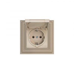 Розетка 2P+E Liregus Retro с крышкой кремовый омбре 29-123