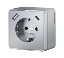 Розетка с заземлением, шторками и USB тип A+C Werkel Gallant серебряный W5071706 4690389179624