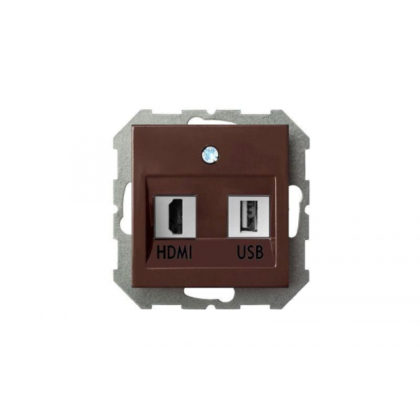 Розетка HDMI/USB Liregus Epsilon коричневый 28-156