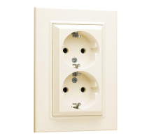 Розетка Makel 2-м СП Karea 16А IP20 с/з крем. 56010082