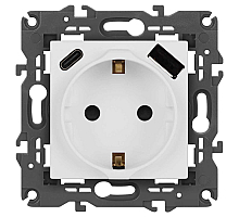 Розетка ЭРА Elegance 14-4108-01М 2P+E 16A-250В со шторками с USB type-A+C 5В-3А белый матовый Б0067710