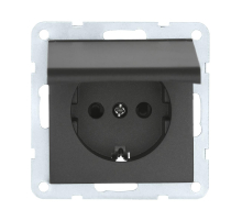 Розетка LK Studio с з/к, шторками и крышкой (черный бархат) LK60 863408-1