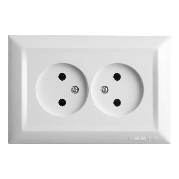 Розетка двойная 2P Vesta-Electric Roma белый FRZ00010203BEL Розетка двойная 2P Vesta-Electric Roma белый FRZ00010203BEL