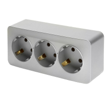 Розетка тройная 2P+PE Stekker София серебро MST16-13-03 49330