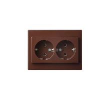 Розетка двойная 2P+E Liregus Epsilon коричневый 28-1365