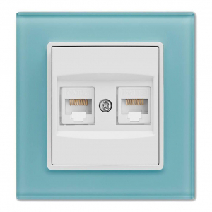 Розетка 2xLAN Vesta-Electric Exclusive Blue голубая FRZ00041023SIN