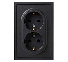 Розетка ЭРА Galaxy 15-2104-05 с заземлением двойная 2X2P+E Schuko 16А-250В IP20 антрацит Б0070685
