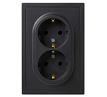 Розетка ЭРА Galaxy 15-2104-05 с заземлением двойная 2X2P+E Schuko 16А-250В IP20 антрацит Б0070685