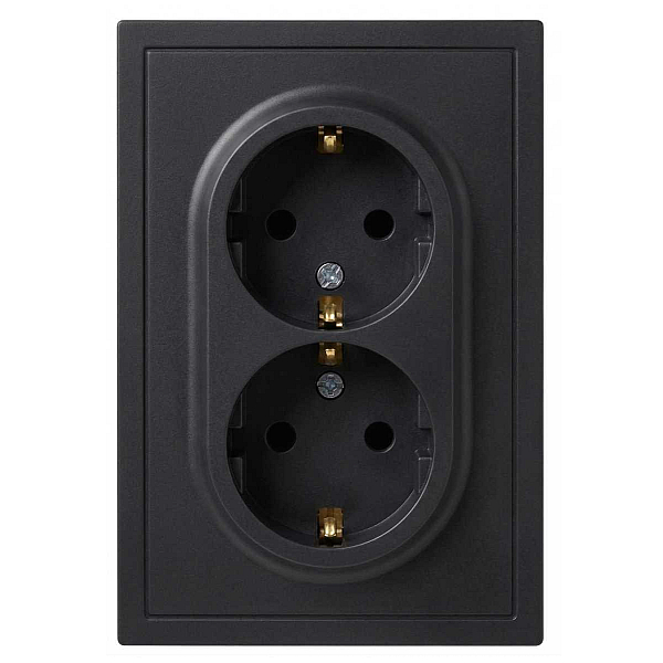 Розетка ЭРА Galaxy 15-2104-05 с заземлением двойная 2X2P+E Schuko 16А-250В IP20 антрацит Б0070685