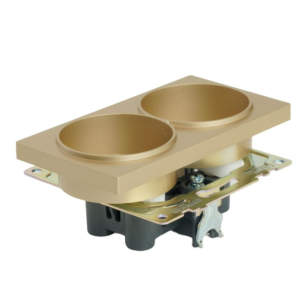 Розетка двойная 2P Stekker Катрин со шторками золото GLS10-7113-08 49225