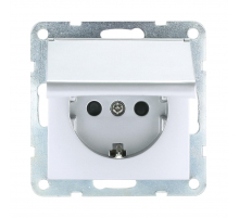 Розетка LK Studio с з/к, шторками и крышкой (серебристый металлик) LK60 863403-1