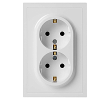Розетка ЭРА Galaxy 15-2104-01 с заземлением двойная 2X2P+E Schuko 16А-250В IP20 белый Б0070678