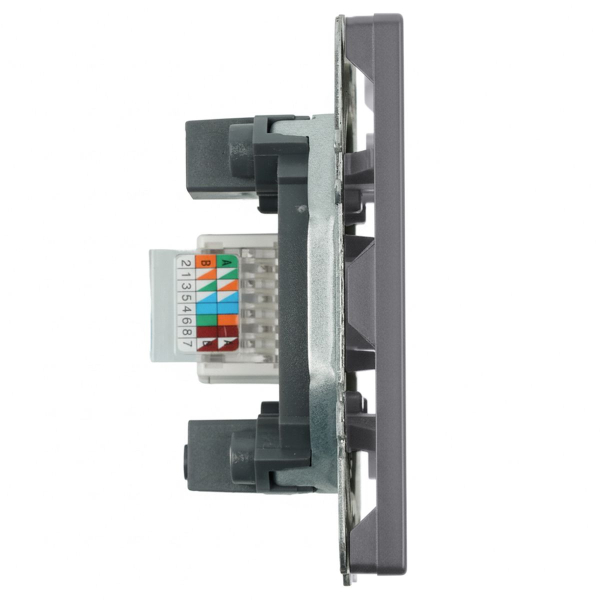 Розетка компьютерная 1-местная RJ-45 (механизм), STEKKER, серия Эмили, RST00-5117-10, платиново-серый, soft touch 49951