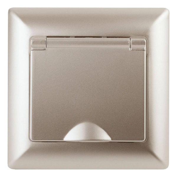 Розетка ЭРА Intro Solo Schuko 2P+E 16A 250V с крышкой шампань 4-203-04 Б0043322 Розетка ЭРА Intro Solo Schuko 2P+E 16A 250V с крышкой шампань 4-203-04 Б0043322