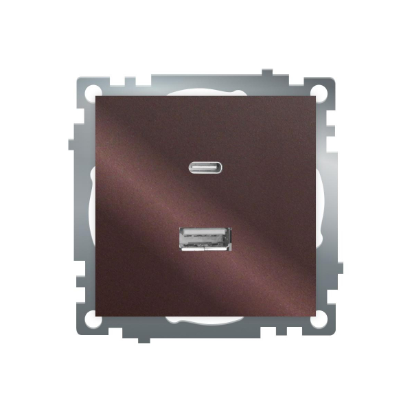 Розетка 2-местная USB + type C, STEKKER GLS10-7116-04, 250В, 3А, max 20W,серия Катрин, шоколад 50057 Розетка 2-местная USB + type C, STEKKER GLS10-7116-04, 250В, 3А, max 20W,серия Катрин, шоколад 50057
