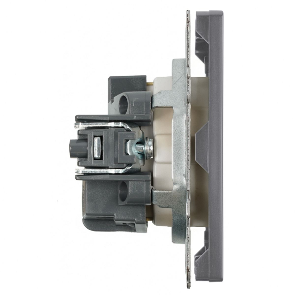 Розетка 1-местная с защитной шторкой с/з (механизм), STEKKER, 250В, 16А, серия Эмили, RST16-5110-10, платиново-серый, soft touch 49958