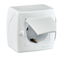 Розетка 2К+З Mono Electric Octans IP20 16A 250V с крышкой винтовое подключение белый 104-010107-118