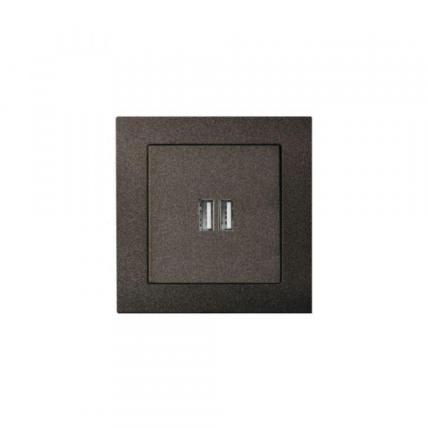 Розетка 2xUSB Liregus Epsilon антрацит 28-1136 Розетка 2xUSB Liregus Epsilon антрацит 28-1136