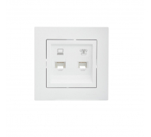 Розетка 2-ая комп. + тел. Lezard Vesna белая 742-0288-143