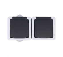 Розетка LK Studio двойная с з/к, EF602G, 16A (серый) 80008