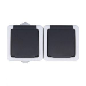 Розетка LK Studio двойная с з/к, EF602G, 16A (серый) 80008