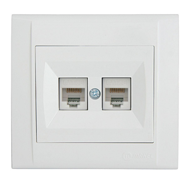 Розетка компьютерная Makel двойная СП Defne 16А IP20 CAT 5 бел. 42001036 Розетка компьютерная Makel двойная СП Defne 16А IP20 CAT 5 бел. 42001036