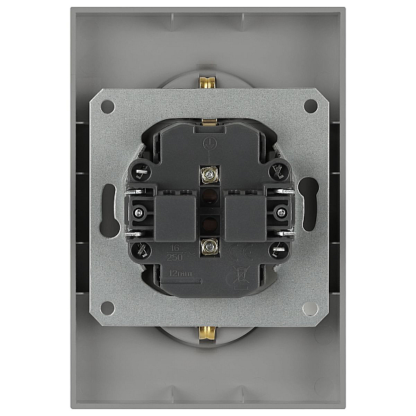 Розетка ЭРА Arktik 16-2105-03 двойная с заземлением 2X2P+E Schuko со шторками 16А-250В алюминий Б0070456