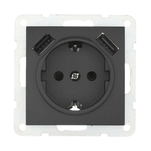 Розетка LK Studio с з/к + 2хUSB разъема, 2А (черный бархат) LK60 868008-1