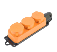 Розетка переносная тройная 2P+PE Stekker Одри с крышкой оранжевый RST16-23-44-5 49405