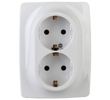 Розетка ЭРА 12 2x2P E Schuko со шторками 16A 250V Al Cu 12А-2008-01 Б0038588